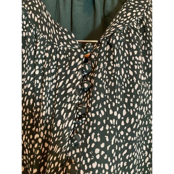 Joie Dress Womens Medium Forest Green Polka Dot Peasant Prairie Button Front - Picture 3 of 12